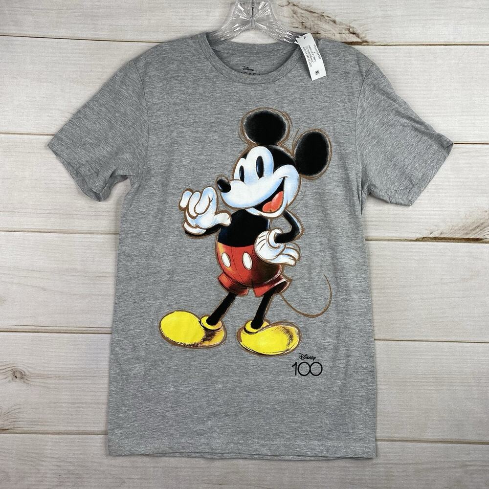 Disney Mickey Mouse Tee Shirt Mens S Gray 100 Years Short Sleeve NWT